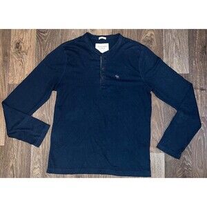 Abercrombie & Fitch Muscle Men's Henley Shirt Size Small Blue Long Sleeve